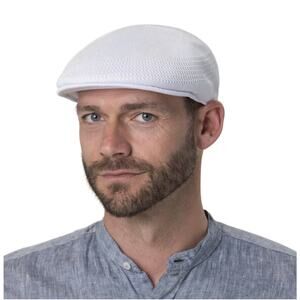 Kangol Men's Tropic Ventair 507 Flat Cap Size L White Lightweight Modern Sleek